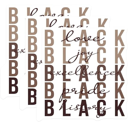 (3 Pack) Black History Decals - Pride Joy Love Excellence - Laptop Car Bumper Decal - 3 Inches On Longest Side - Easy Peel & Apply - Made in USA - 3MCS2655