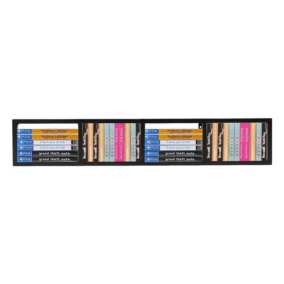 3-Pack Black Iron Wall-Mounted CD DVD Rack - Floating Shelf with 22.04lb Load Capacity for Home & Study