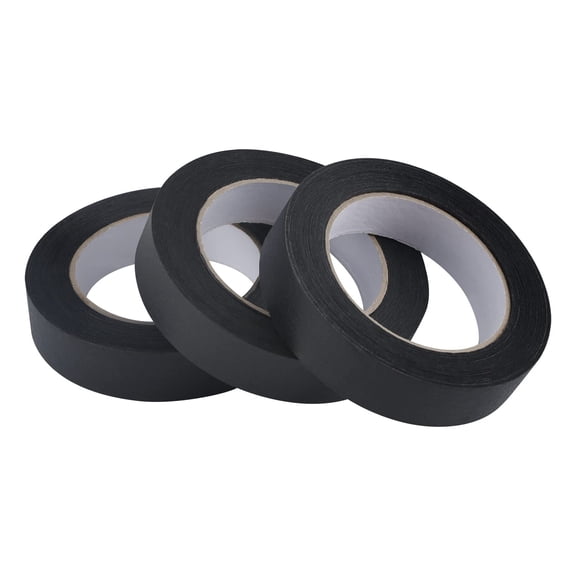 3 Pack Black Painters Tape 1 inch, Black Masking Tape 1 inch x 55 Yards x 3 Rolls (165 Total Yards)
