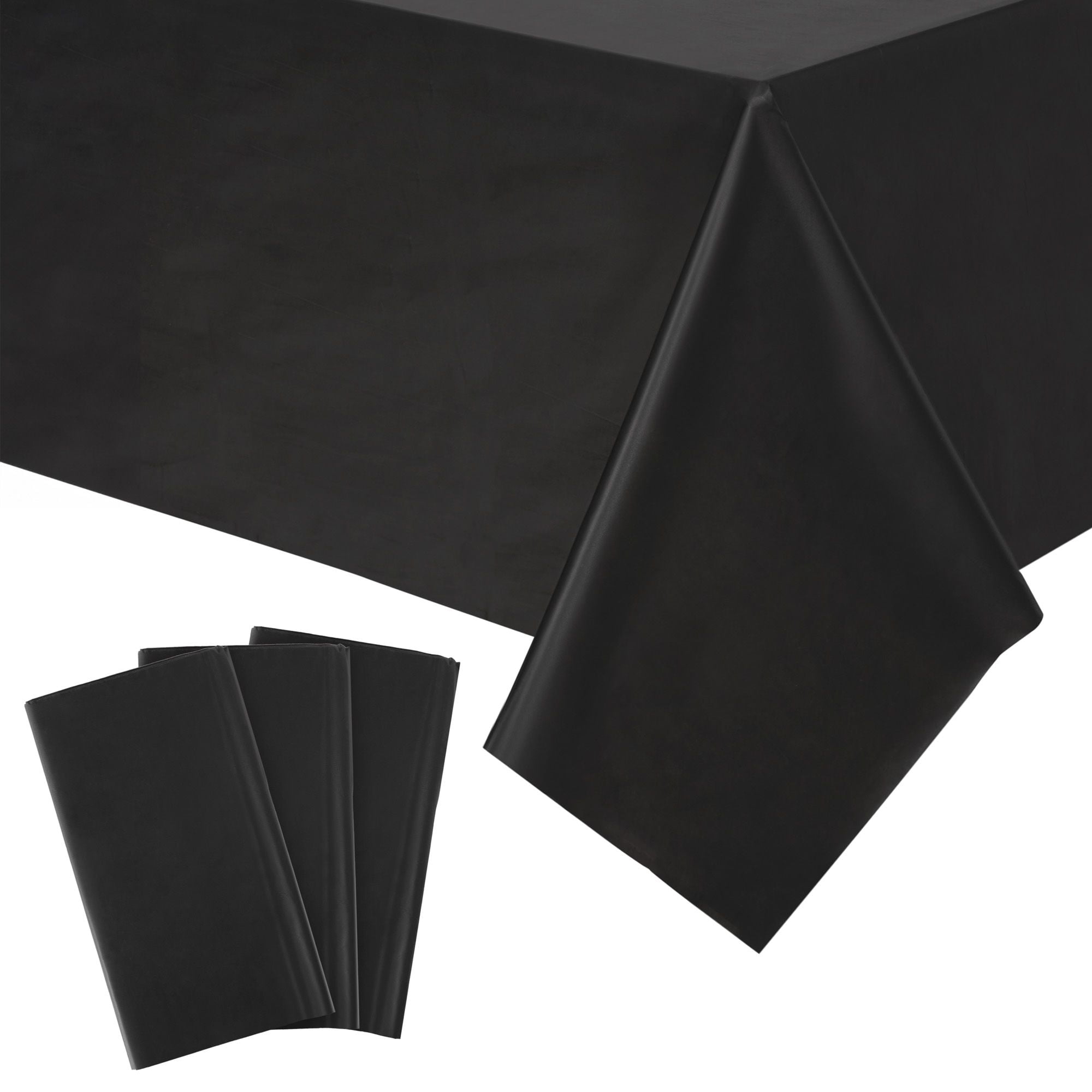 Walmart 3 Pack Solid Black Plastic Tablecloths for Rectangular Tables