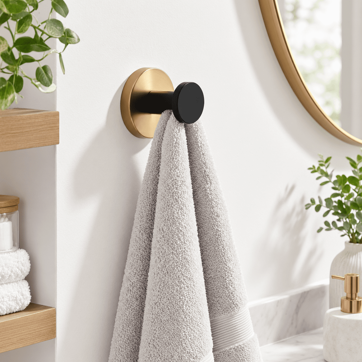 3 Pack Black Round Robe Hooks Wall Mounted Bathroom Towel Hook Coat For ...