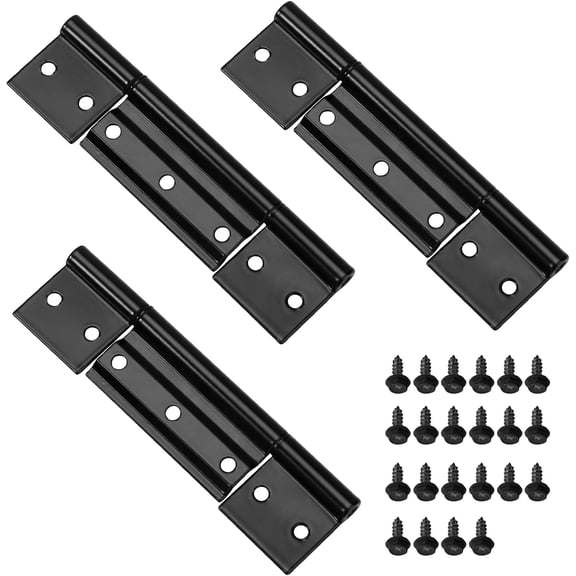 3-Pack Black Screen Door Hinges, Aluminum Matte Black, 1/8" Grooved Center, for Storm & Patio Doors, Easy Install