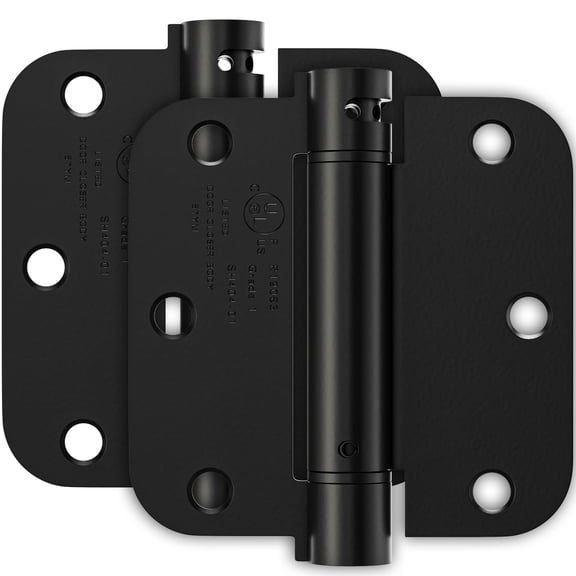 3 Pack Black Self Closing Door Hinges, 4 Inch Auto Close Door Hinges with 5/8'' Radius Corners, Adjustable Tension for Garage, Front, Back Door, UL Listed, Left and Right Hand