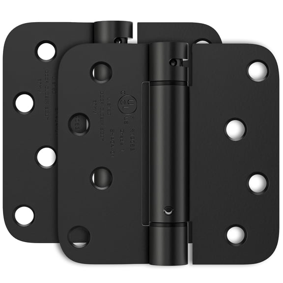 3 Pack Black Self Closing Door Hinges, 4 Inch Auto Close Door Hinges with 5/8'' Radius Corners, Adjustable Tension for Garage, Front, Back Door, UL Listed, Left and Right Hand