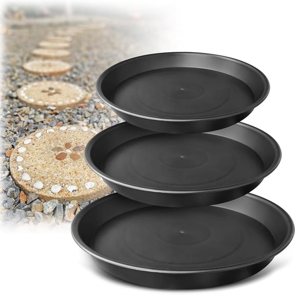 3 Pack Black Stepping Stone Molds 10/11.4/12.6 in Round Concrete Molds Thicken Plastic Cement Molds Reusable for DIY Garden Pathmate and Forms Walkway By Scheam