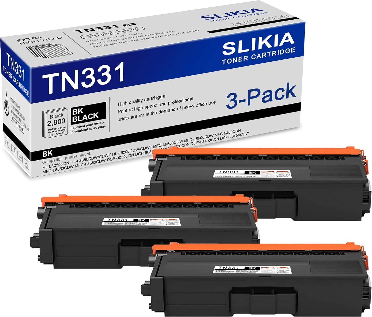 3-Pack Black TN331 Toner Cartridge: Compatible TN331 TN-331 Replacement ...