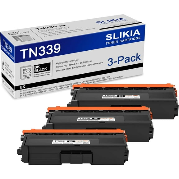 3-Pack Black TN339 Toner Cartridge: Compatible TN339 TN-339 Replacement for Brother HL-L8250CDN L8350CDW/CDWT MFC-L8600CDW 9460CDN L8850CDW L8650CDW DCP-9050CDN 9055CDN 9270CDN L8400CDN Printer