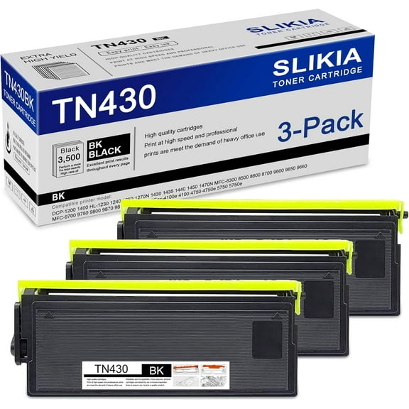 3-Pack Black TN430 Toner Cartridge: Compatible TN430 TN-430 Replacement for Brother DCP-1200 1400 HL-1230 1240 1470N 8300 MFC-9650 9700 9750 9800 9870 9880 P2500 IntelliFax-4100 4750 4750e Printer