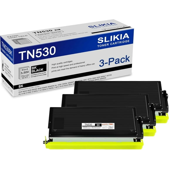 3-Pack Black TN530 Toner Cartridge: Compatible TN530 TN-530 Replacement for Brother DCP-8020 8025D 8040 8045DN HL-1650NPLUS 1670N 1850 1870n 5170DNLT MFC-8120 8220 8420 8820DN 8840DN Printer