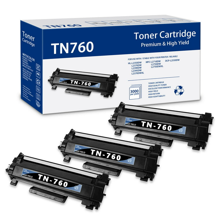 1 x black TN760 High Yield Toner Cartridge For Brother HL-L2390DW MFC- L2710DW w/Chip 