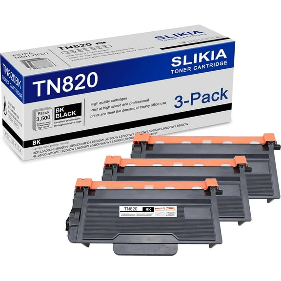 3-Pack Black TN820 Toner Cartridge: Compatible TN820 TN-820 Replacement for Brother DCP-L5500DN L5600DN L5650DN MFC-L6700DW L6750DW L6900DW HL-L6200DW/DWT L6250DW L6300DW L5100DN Printer