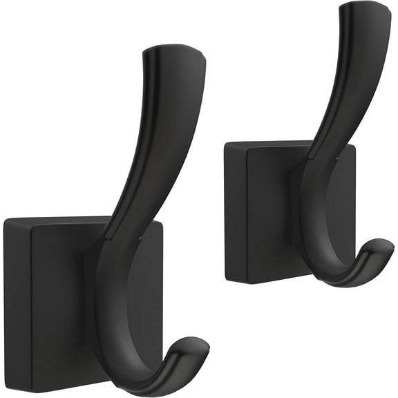 3 Pack Black Towel Hooks, Towels Robe Holder for Bathroom Coat Hooks for Wall Hanging Key Hat Backpack (3 Pack, Black)