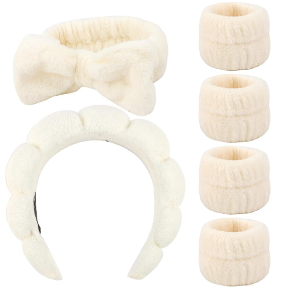 3 Pack Black White and Beige Sponge SPA Headband Set for Professional Daily Home Use