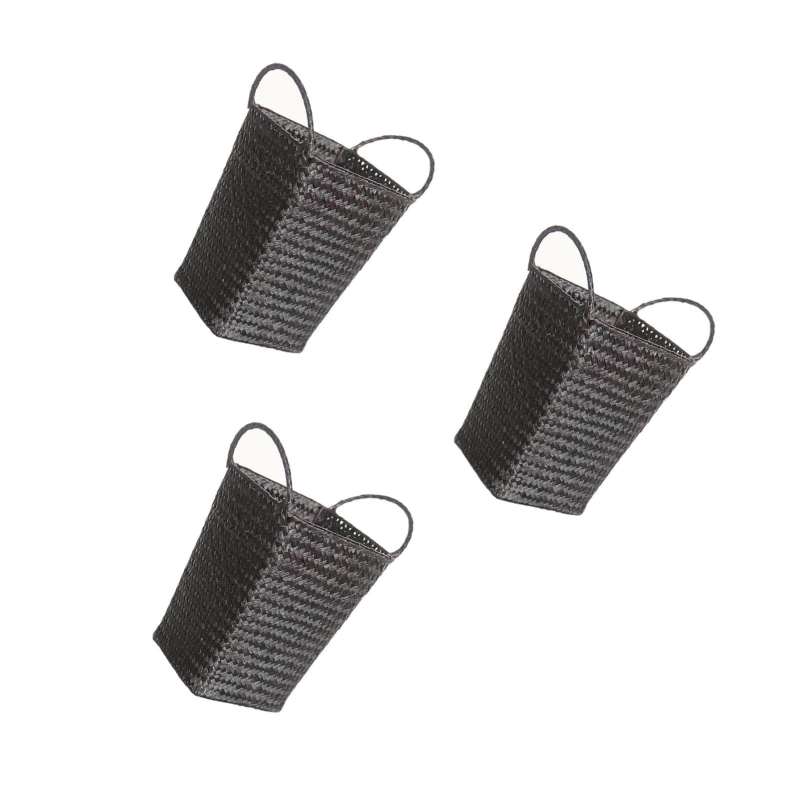 3 Pack Black Wicker Storage Baskets Portable Woman