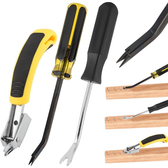 3 Pack Black & Yellow Heavy Duty Staple Remover Tack Puller Tools, Multi-Purpose Staple Lifter for Carpet Furniture Floors Cartons