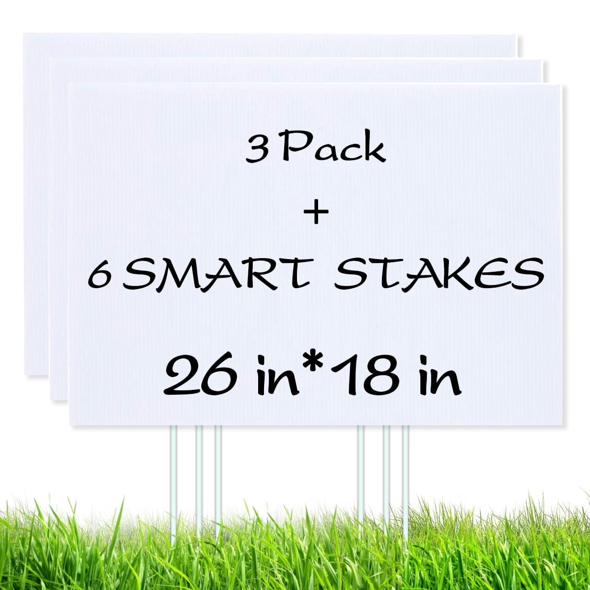 3 Pack Blank Yard Signs 18" x26" Lawn Sign with Stakes Water