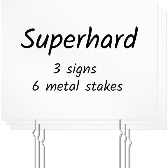 3 Pack Blank Yard Signs, Blank Unprinted Board Signs with 6 Metal Stakes, All-Weather Outdoor Plastic Sign DIY Board for Birthday Decoration, Garage Sale, Guidepost, Open House, Rent, Lawn