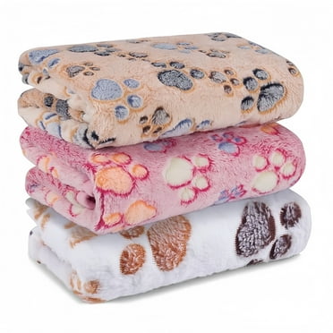 3 Pack Blankets Super Soft Fluffy Premium Fleece Pet Blanket Flannel Throw for Dog Puppy Cat- Paw