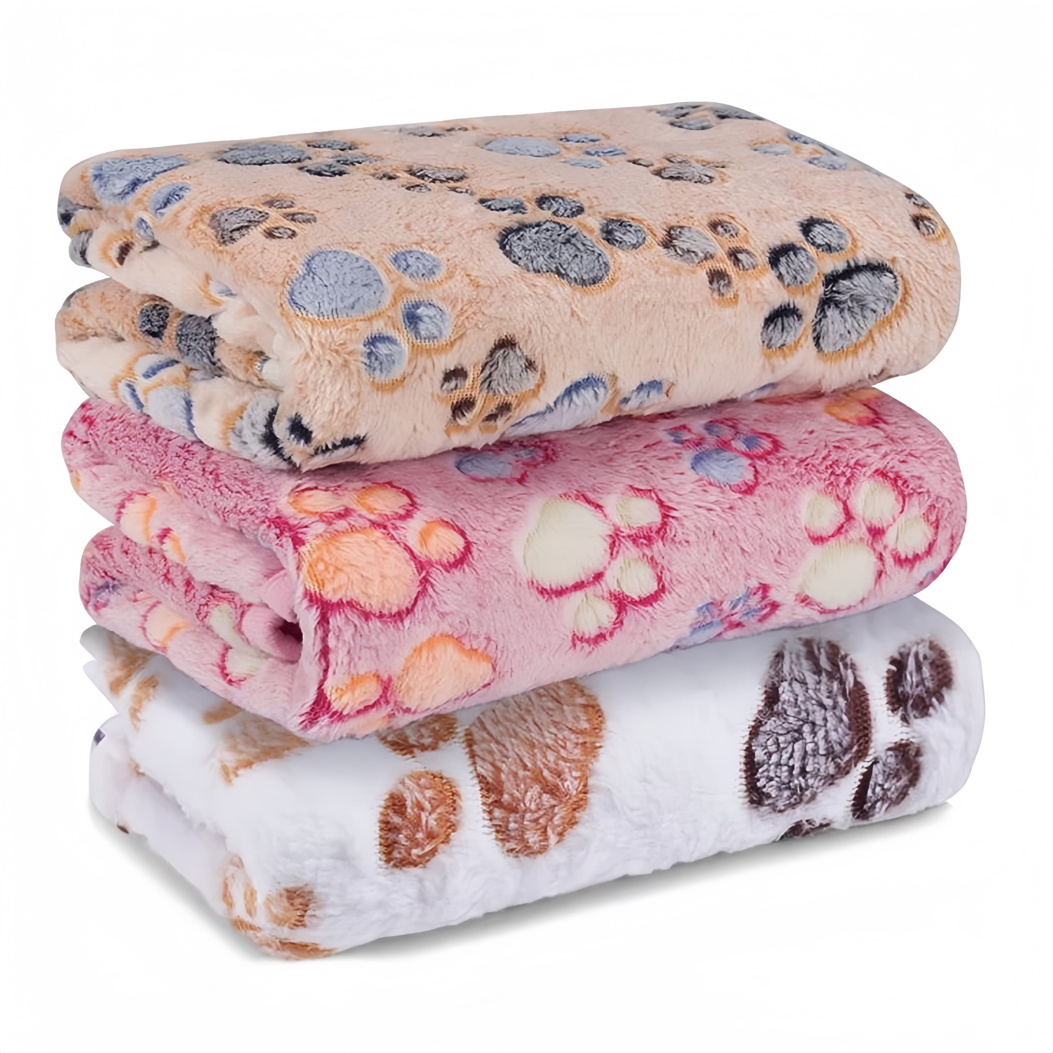3 Pack Blankets Super Soft Fluffy Premium Fleece Pet Blanket Flannel Throw for Dog Puppy Cat Paw