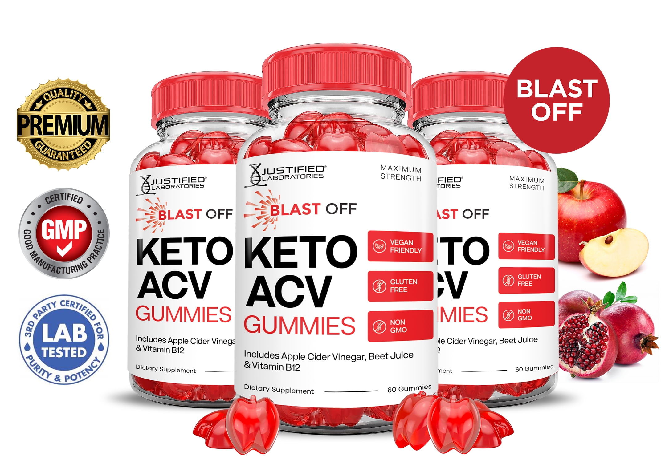 (3 Pack) Blast Off Keto ACV Gummies 1000MG Dietary Supplement 180 Gummys