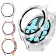 thumbnail image 1 of 3 Pack Bling Case for Samsung Galaxy watch 5/4 Screen Protector 40mm, Tempered Glass Glitter Diamond Bumper Face Cover for watch 5/4 Accessories 40mm Galaxy Watch Case for Women,Clear/Pink/Rosegold, 1 of 8