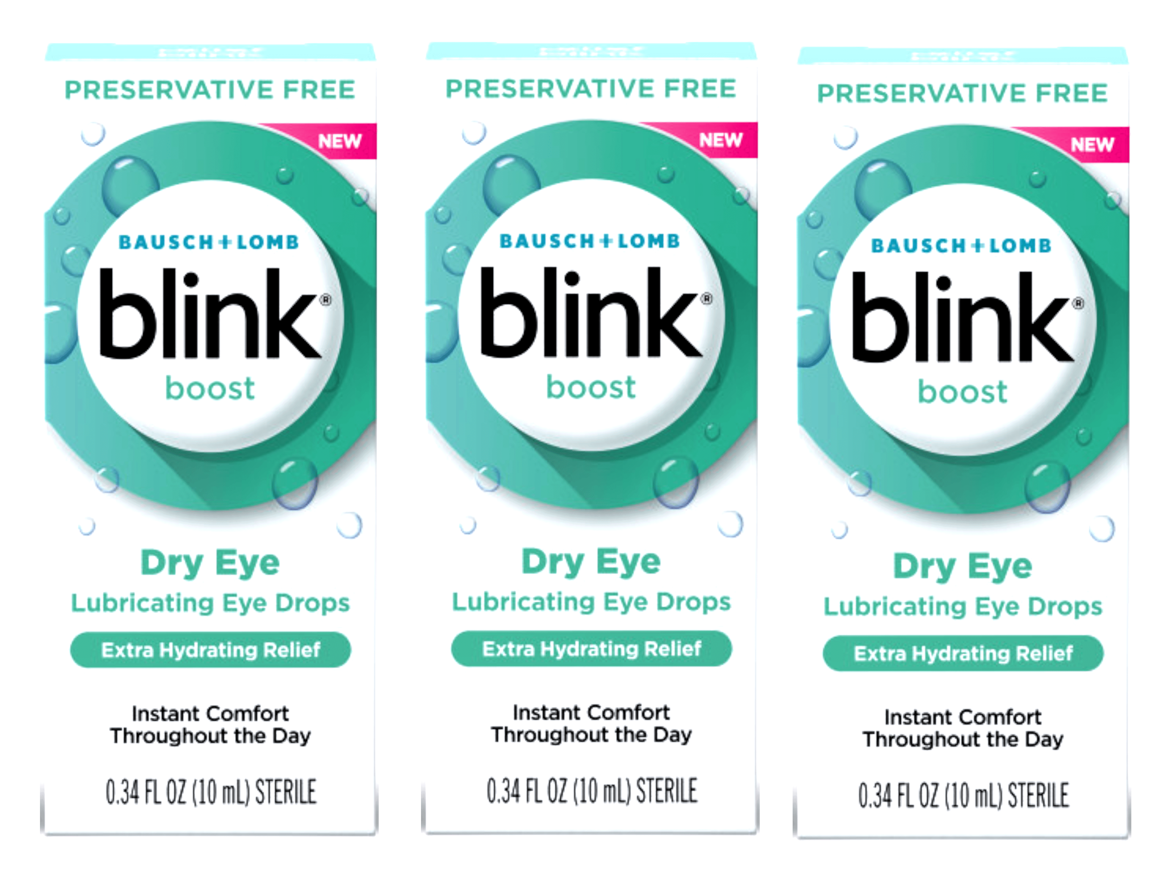 3 Pack - Blink Boost Preservative-Free Lubricating Eye Drops, Eye Care Drops for Dry Eyes, Instant Moisture for Dry Irritated Eyes & Comfort Throughout the Day, Contact Lens Friendly, 10 mL