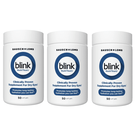 3 Pack - Blink NutriTears Clinically Proven Supplement for Dry Eyes, 50 Softgels, Eye Care Supplement to Hydrate Eyes From Within For Long Lasting Relief You Can Feel
