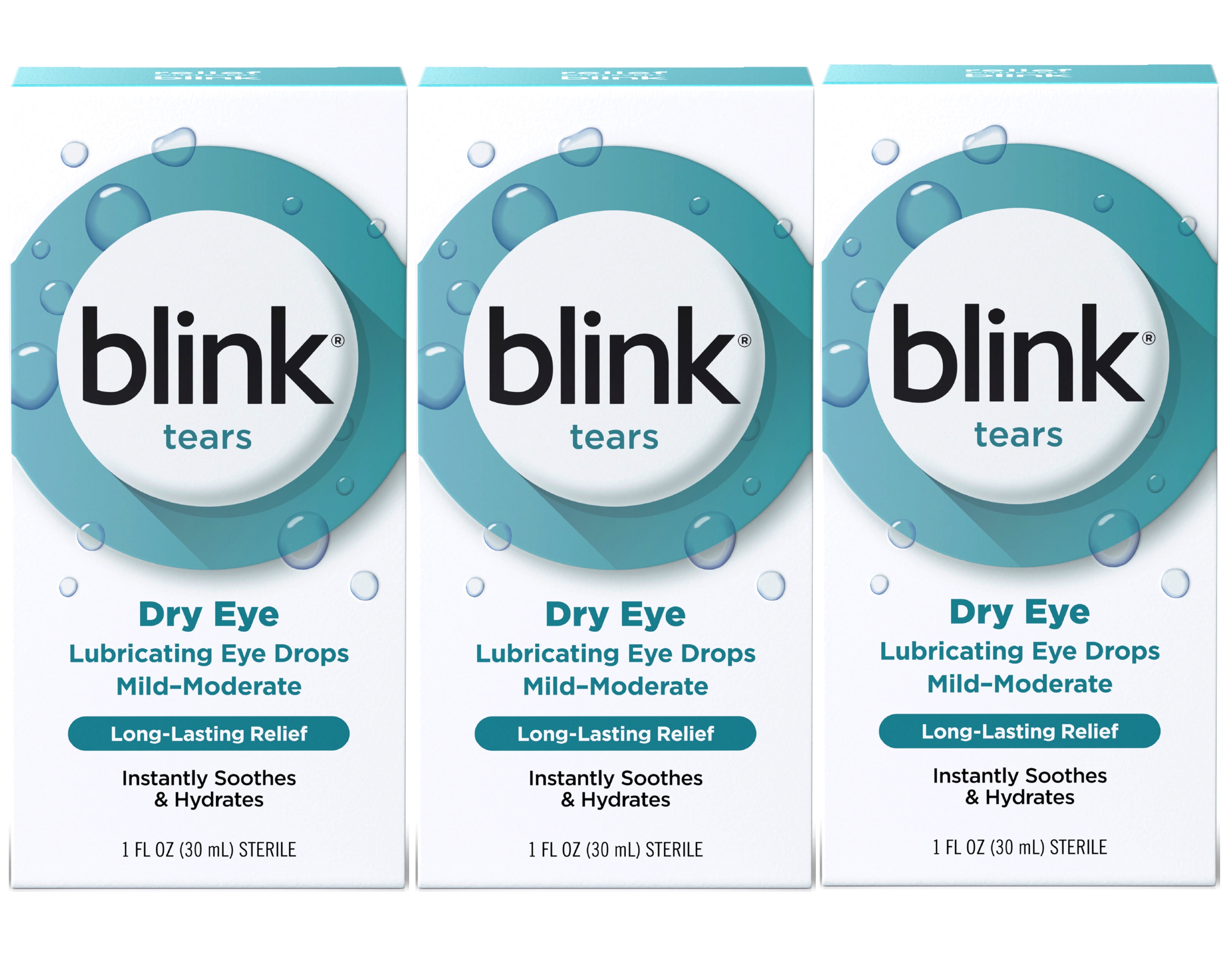 3 Pack - Blink Tears Lubricating Eye Drops – Long-Lasting Hydration for Mild to Moderate Dry Eyes, Moisturizes & Soothes with Hyaluronate, 1 Fl Oz