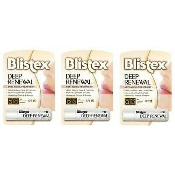 3 Pack Blistex Deep Renewal Lip Protectant Spf 15 0.15 Oz Each