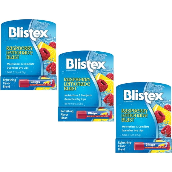 3 Pack Blistex Raspberry Lemonade Blast Fruit Blend Lip Balm, .15 Oz Each