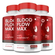3 Pack Blood Flow Max Capsules, High Potency BloodFlow Pills, All Natural Formula for Men, Max+ Supplement, 3 Months Supply