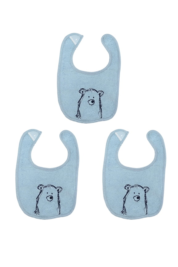 3-Pack Blue Baby Bear Bibs