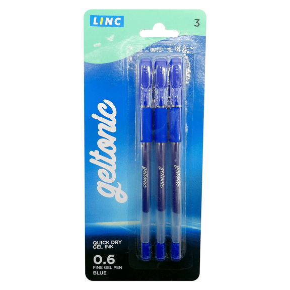3 Pack Blue Gel Pens, 0.6mm Fine Tip, Quick Dry Ink for Smudge Free Writing, Cushioned Comfort Grip, Pocket Clip, Ideal for Office, Journaling, Note Taking and Everyday Writing Tasks