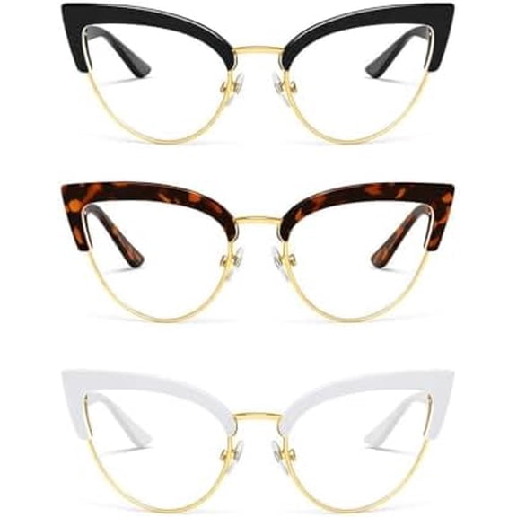 3 Pack Blue Light Blocking Glasses for Women, Cat Eye Computer Eyewear for Screen Work Gaming