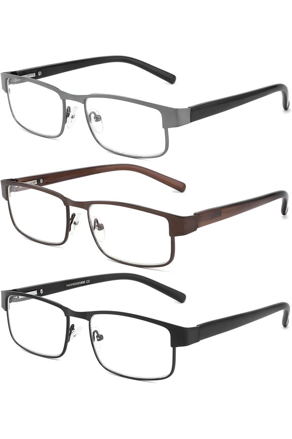 3 Pack Blue Light Blocking Metal Reading Glasses for Men, Anti  Glare/Reduce /Dry/, UV Blocking Spring Hinge Readers