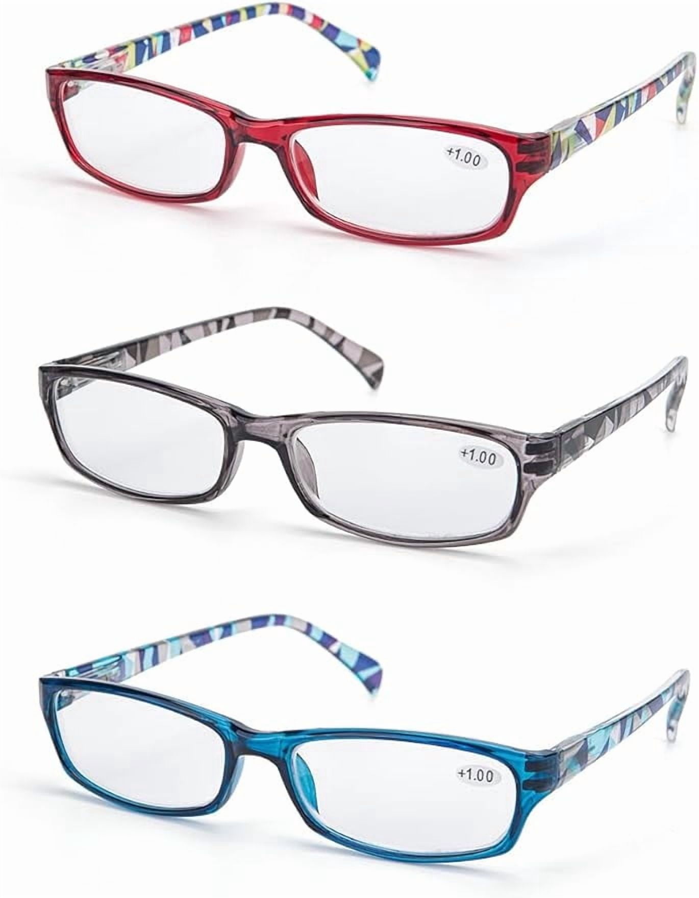 3 Pack Blue Light Blocking Reading Glasses for Women, Spring Hinge, 3 colors, Anti Eyestrain, +3.75