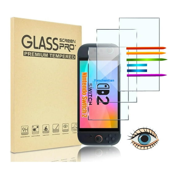 3-Pack Tempered Galass Screen Protector Compatible with Nintendo Switch 2 (2025) Anti Blue Light 9H Hardness HD Clear Film Eye Protection Bubble-Free Screen Protector for Switch 2 7.9''