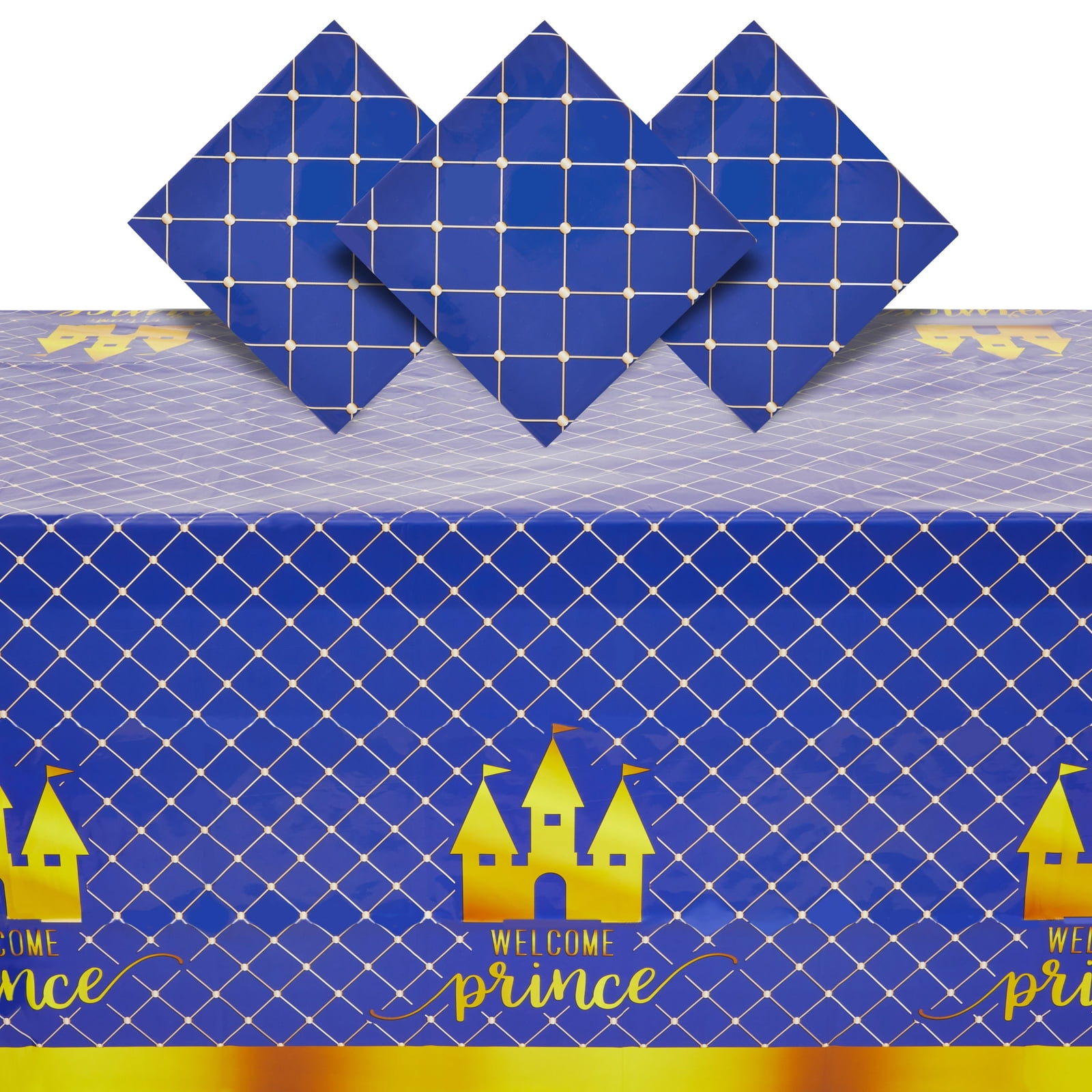 3 Pack Blue Plastic Table Covers, Royal Prince Baby Shower Decorations ...