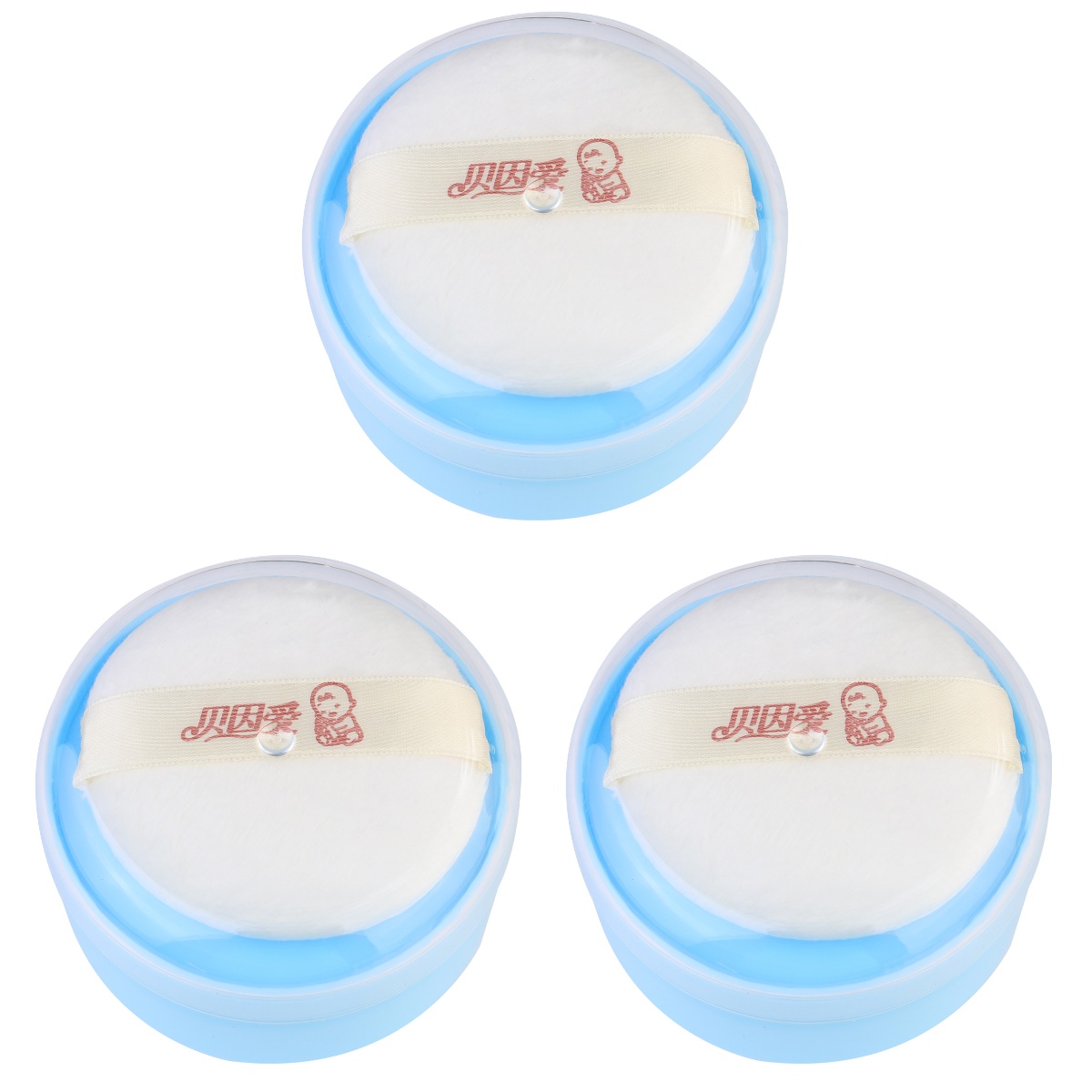 3 Pack Body Powder Box Puff Cans Makeup Case Container Textile Cotton