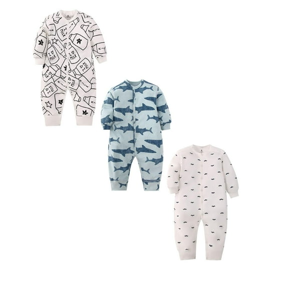 3 Pack Bodysuit Baby Long Sleeve Bodysuits Organic Cotton Romper Pajamas Jumpsuit Preemie Sleepers 12-18 Months