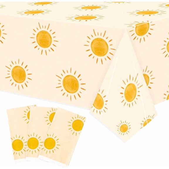 3 Pack Boho Sunshine Birthday Tablecloths 86.6 x 51.2 Inches First Trip Around the Sun