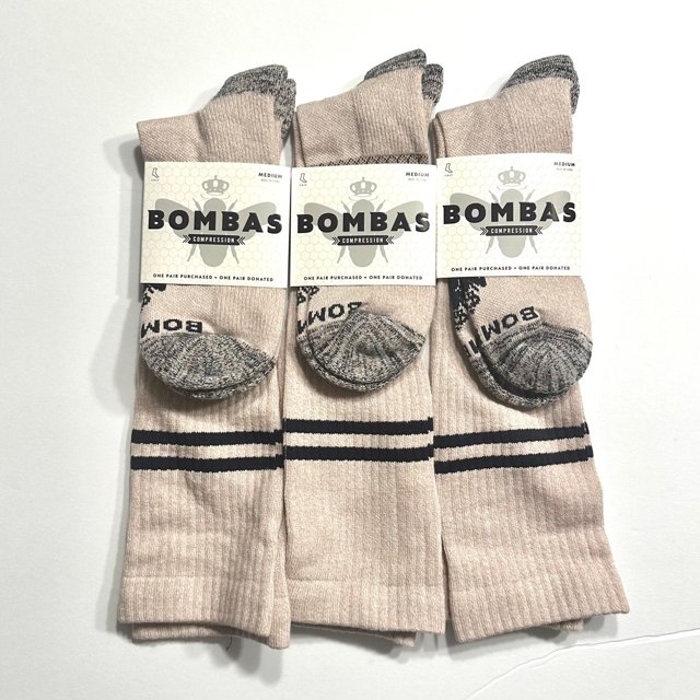 3 Pack Bombas Compression Socks Size Medium (Women 810.5 Men 69) Tan