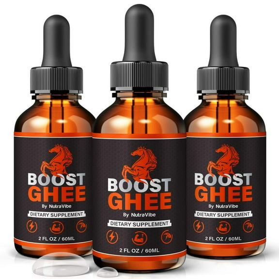 (3 Pack) Boost Ghee Health Support with Natural Ingredients to Support Steady Energy, Stamina & Drive | Daily Formula in Easy-to-Take Drops, 30 Day Supply (90 Servings)