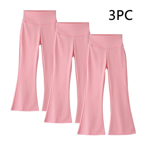 3 Pack Boot Cut Yoga Pants for Girls High Waist Workout Flare Leggings Workout Dance Pants 3Y