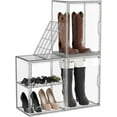 thumbnail image 1 of 3 Pack Boot Storage Organizer Tall Boots Boxes Clear Plastic Stackable Acrylic Boot Display Case Storage Box with Divider, Shoe Organizer Box, XXX-L, 1 of 14