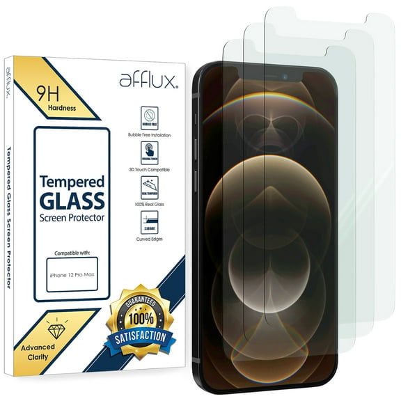 [3-Pack] Borz for Apple iPhone 12 Pro Max (6.7 inch) Tempered Glass Screen Protector, Anti-Scratch, Anti-Fingerprint, Bubble Free