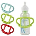 thumbnail image 1 of (3-Pack) Bottle Handles for Dr Brown Narrow Baby Bottles with Easy Grip Handles to Hold Their Own Bottle - BPA-Free Soft Silicone - Red Green and Blue, 1 of 7