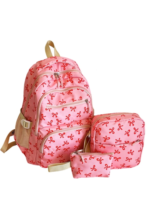 3-Pack Bow Backpacks: Lightweight, Large-Capacity School Bags with Cute Bow Design