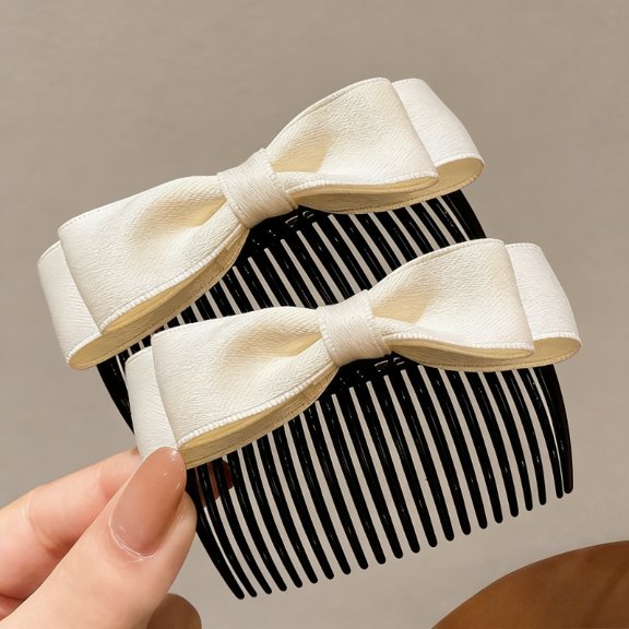 3-Pack Bow-Knot Hair Comb Additions | Black, White, Red - Perfect Women'S Gift, Unisex-Adult, Suitable for Normal And Relaxed-Textured Hair