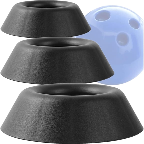 3-Pack Bowling Ball Display Stands Compatible with All Bowling Balls, Plastic Bowlings Ball Cup, Basketball Holder Ring, Softballs Base Rack for Displaying, Cleaning, Sanding, Storing - Black